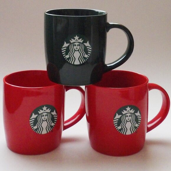 Starbucks BUNDLE OF 3 Coffee Mugs 12 oz from 2020 Holiday Red & Green w/ Logo - Picture 15 of 15